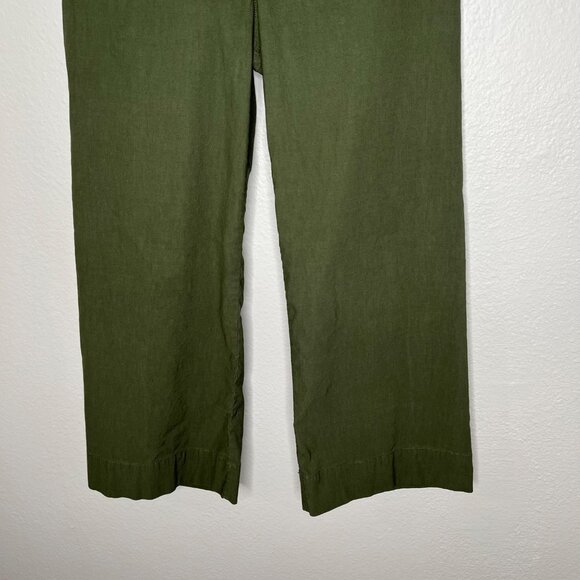 Maeve Anthropologie The Colette Wide Leg Crop Linen Blend Pants Size 29 green - Picture 5 of 10